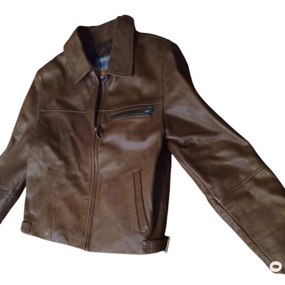 Teen Girls' XS (0-2) Timeless Classic- Casey Park Co Ltd-Brown Leather Jacket - Picture 3 of 15